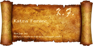 Katra Ferenc névjegykártya